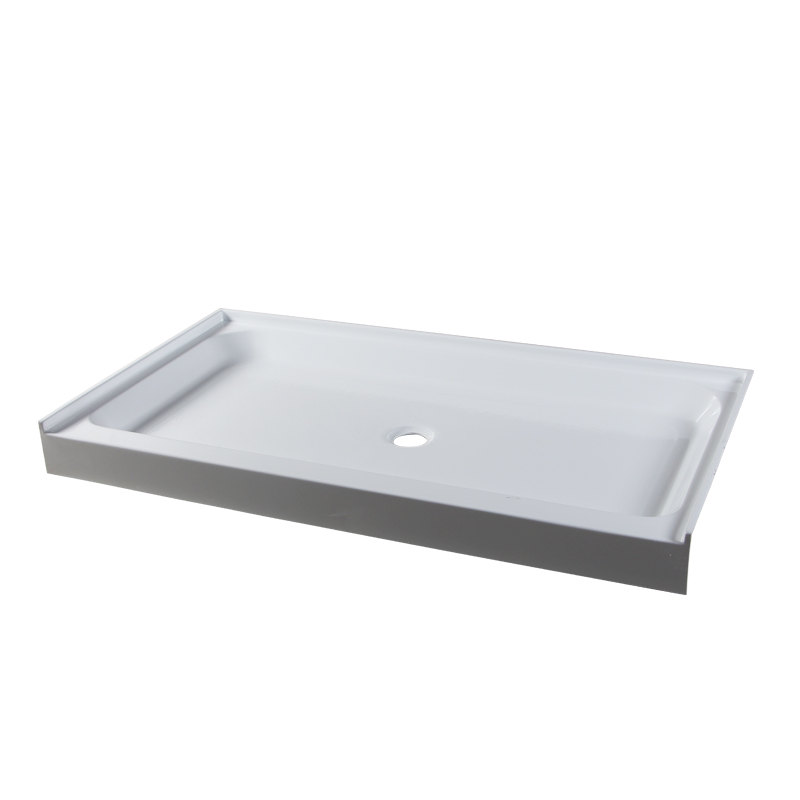 Amalthea White Acrylic Rectangle Center Drain Three Tile Flange Shower Tray/Base