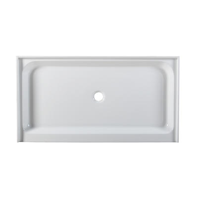Amalthea White Acrylic Rectangle Center Drain Three Tile Flange Shower Tray/Base