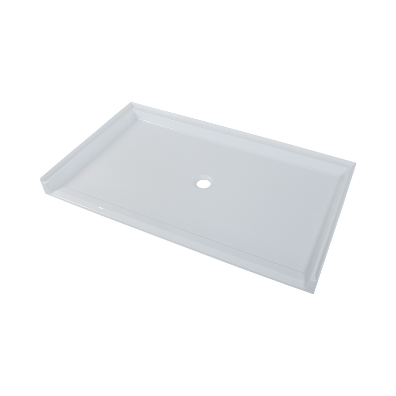 Pontus White Acrylic Rectangle Center Drain Three Tile Flanges Shower Tray/Base