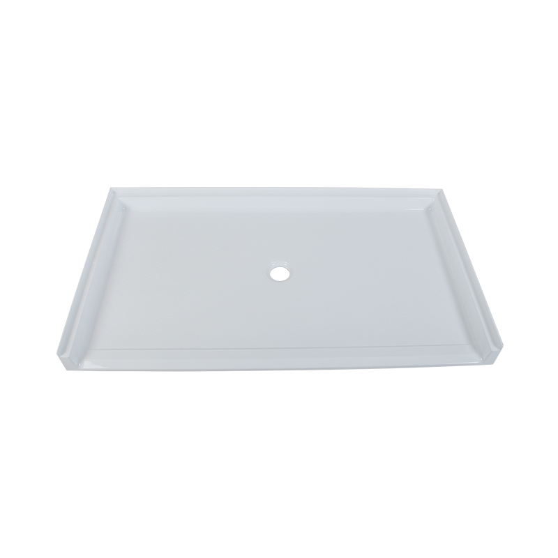 Pontus White Acrylic Rectangle Center Drain Three Tile Flanges Shower Tray/Base