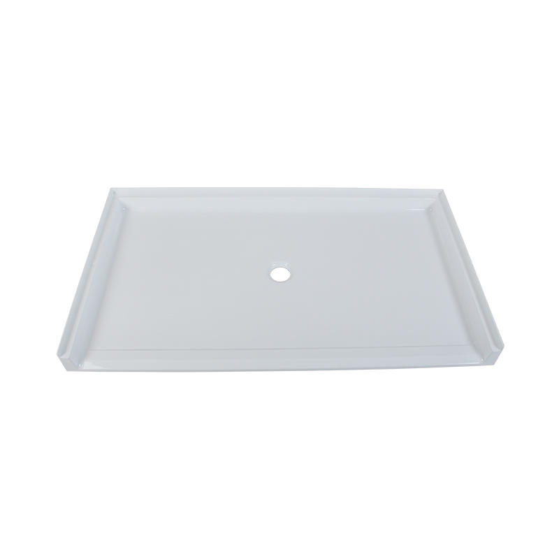 Pontus White Acrylic Rectangle Center Drain Three Tile Flanges Shower Tray/Base