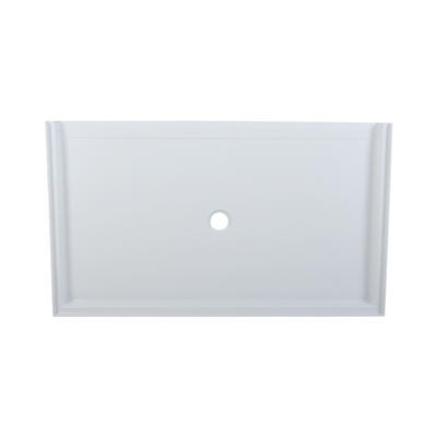 Pontus White Acrylic Rectangle Center Drain Three Tile Flanges Shower Tray/Base