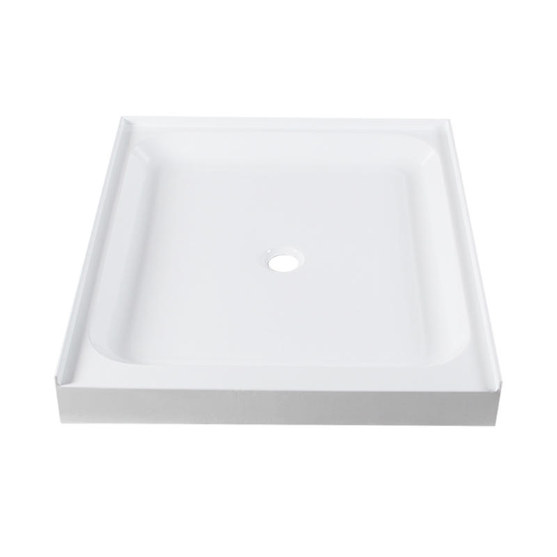 Nereus White Acrylic Rectangle Center Drain Two Tile Flange Shower Tray/Base