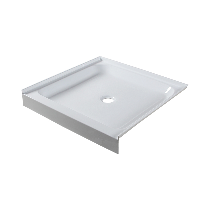 Rhadamanthys White Acrylic Rectangle Center Drain Three Tile Flanges Shower Tray/Base