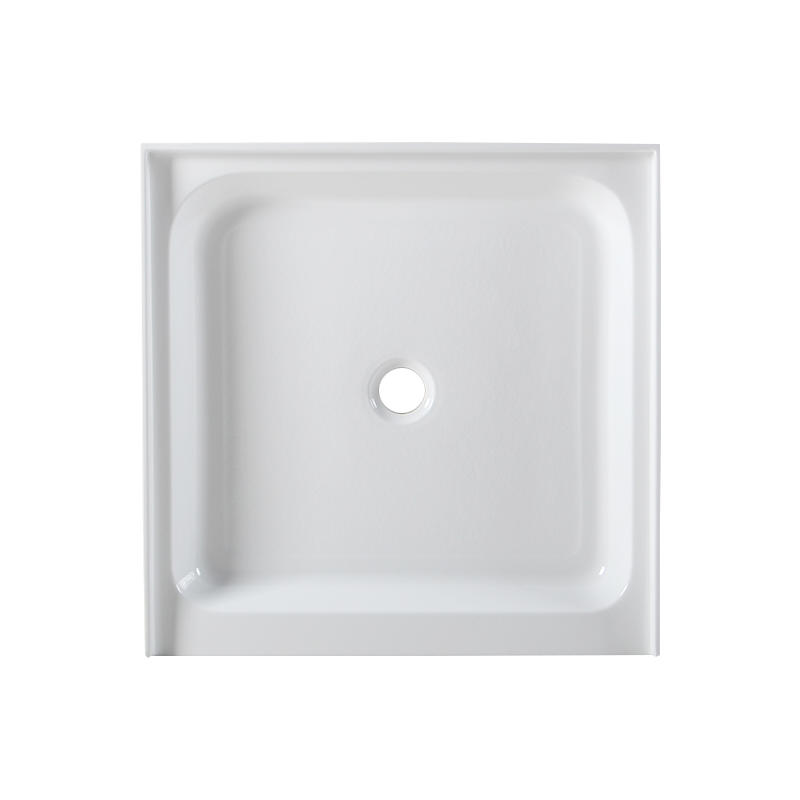 Rhadamanthys White Acrylic Rectangle Center Drain Three Tile Flanges Shower Tray/Base