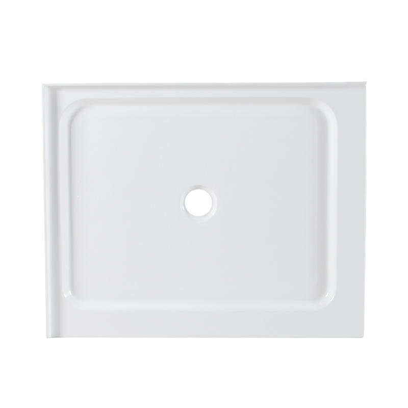 Sterope White Acrylic Rectangle Center Drain Two Tile Flange Shower Tray/Base