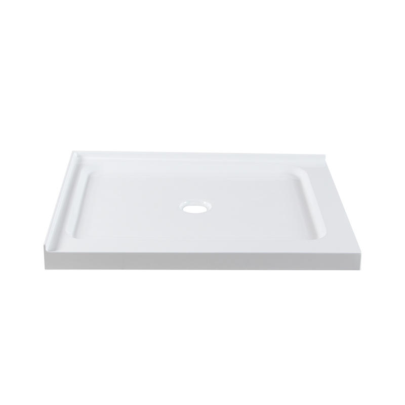 Sterope White Acrylic Rectangle Center Drain Two Tile Flange Shower Tray/Base