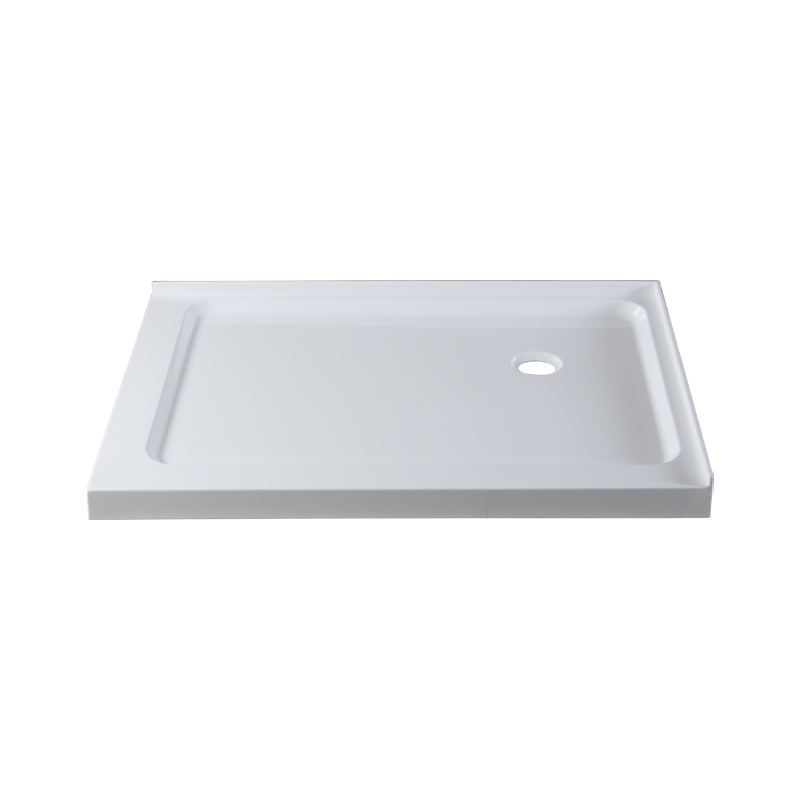 Euterpe White Acrylic Rectangle Left/Right Drain Two Tile Flange Shower Tray/Base