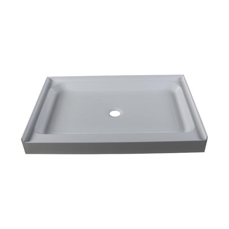 Nereids White Acrylic Rectangle Center Drain Three Tile Flanges Shower Tray/Base