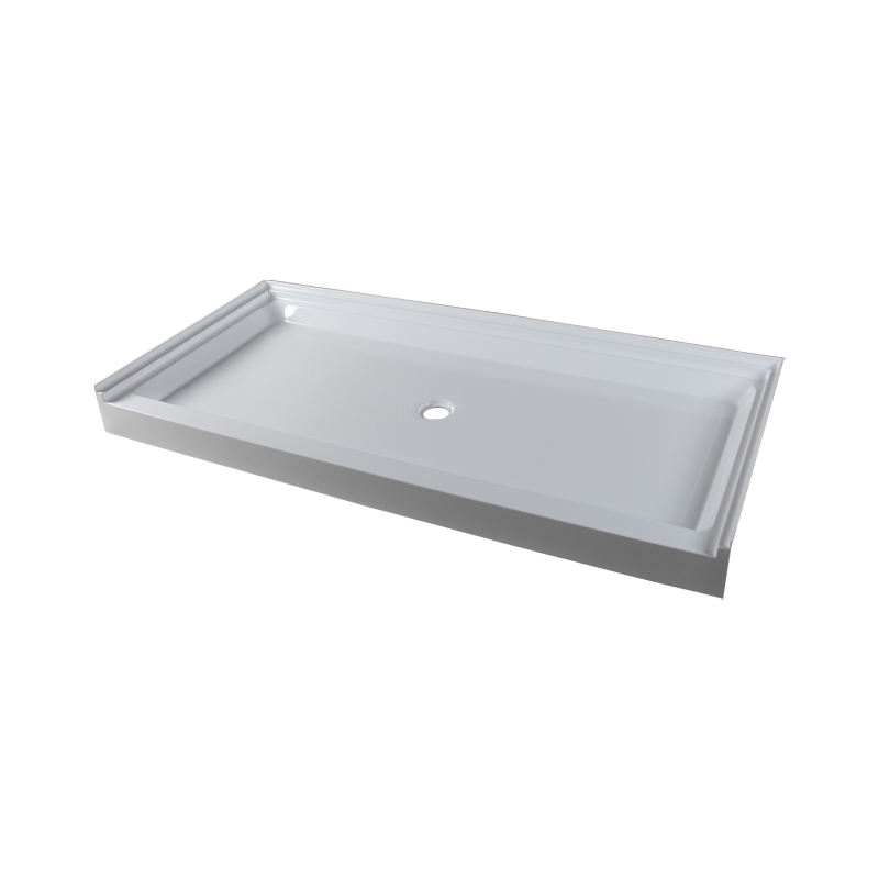 Doris White Acrylic Rectangle Center Drain Three Tile Flanges Shower Tray/Base