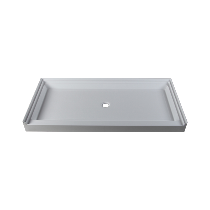 Doris White Acrylic Rectangle Center Drain Three Tile Flanges Shower Tray/Base