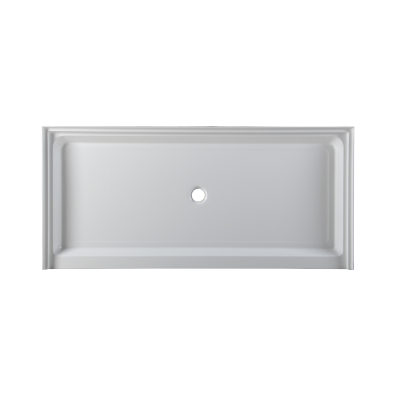 Doris White Acrylic Rectangle Center Drain Three Tile Flanges Shower Tray/Base