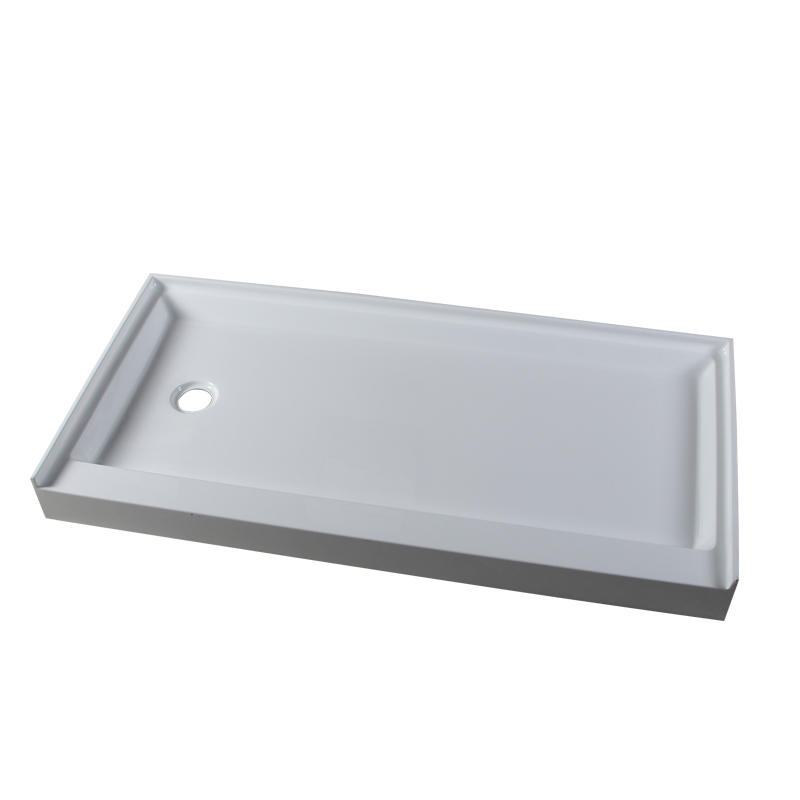 Minos White Acrylic Rectangle Left/Right Drain Three Tile Flanges Shower Tray/Base