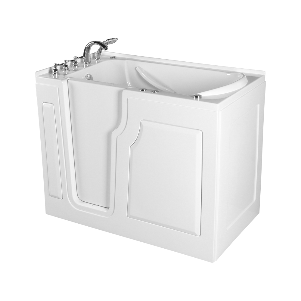 Polynices White Acrylic End Drain Rectangular Walk-In Bathtub