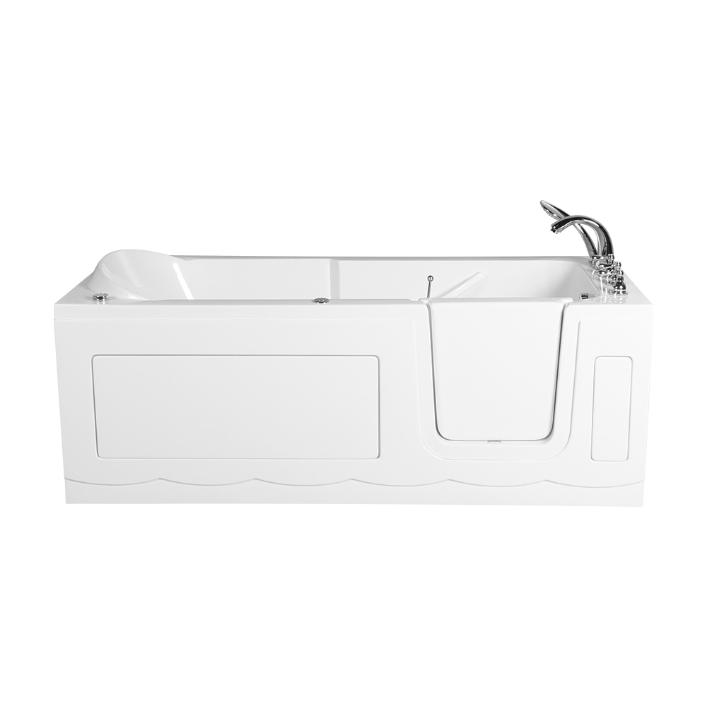 Patroclus White End Drain Acrylic Rectangular Walk-In Bathtub