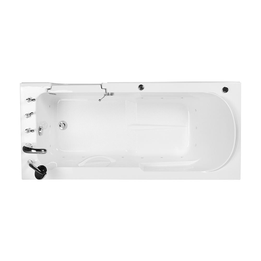 Patroclus White End Drain Acrylic Rectangular Walk-In Bathtub