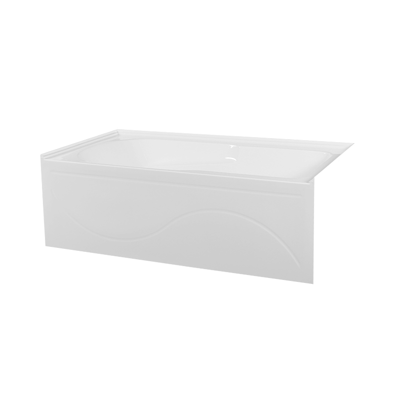 Peleus White Acrylic Rectangle End Drain Aclove/Skirt Bathtub