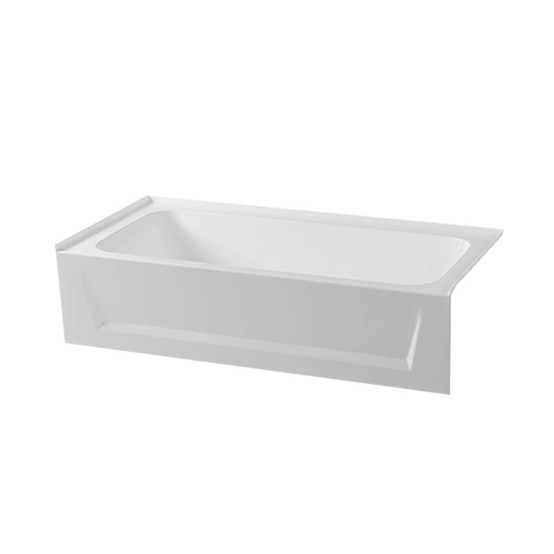 Pelias White Acrylic Rectangle End Drain Aclove/Skirt Bathtub